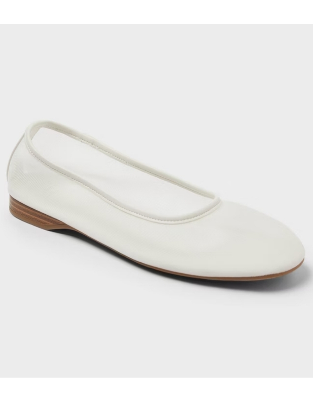 A.new Day White Mesh Ballet Flat Tiny Wood Heel Cheap Bridal Elegant Comfortable